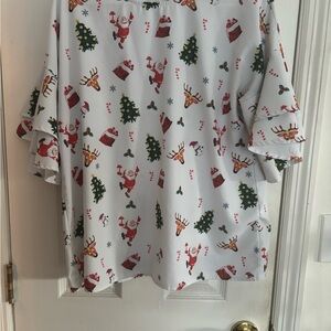 Festive Christmas Print Blouse